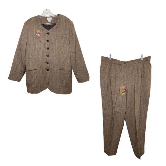 Jennifer Moore Pants - Vintage Jennifer Moore Women’s Suit Pants Set 100% Wool Size 16WP/36 Brown